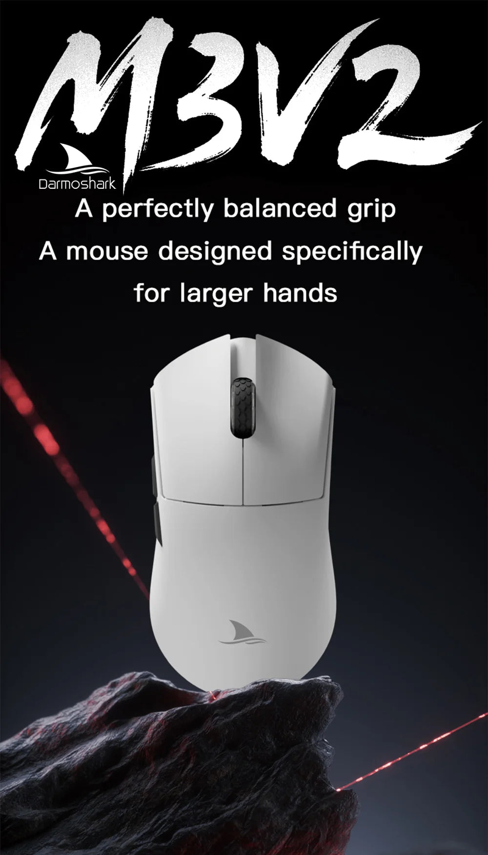 Darmoshark M3 V2 Gaming Mouse Double 8K Wireless Tri Mode 26KDPI PAW3395 Sensor Big Hand Game Macro Mouse For Computer Laptop PC