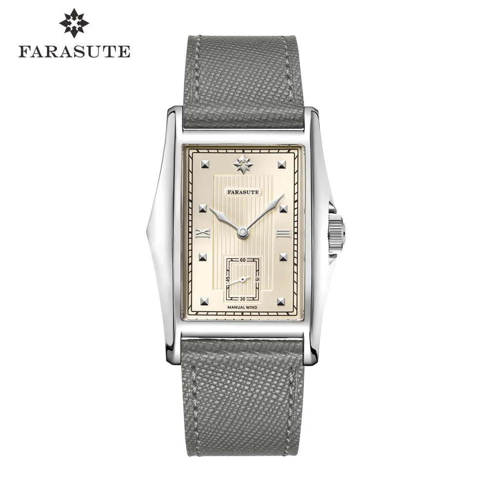 FARASUTE Creative Manual Square Customized Mechanical Movement Watch Men Luxury Sapphire Glass Small Second Wristwatches reloj