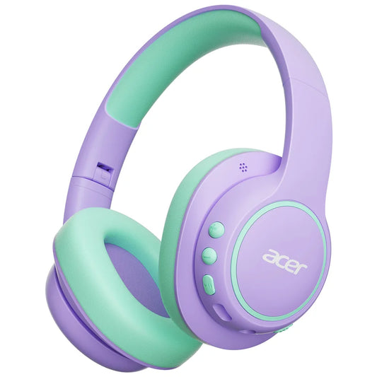 Acer Kids Bluetooth 6.0 Headphones Over Ear Headsets with Mic 75H Playtime 85dBA Safe Volume USB C Fast Charging for IPad Tablet
