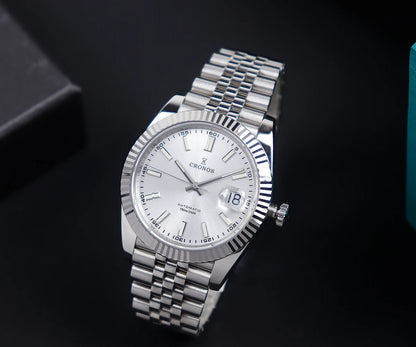Cronos DateJ Luxury Men Watch Stainless Steel 5 Links Bracelet PT5000 Miyota 9015 100m Water Resistant Sapphire L6046M