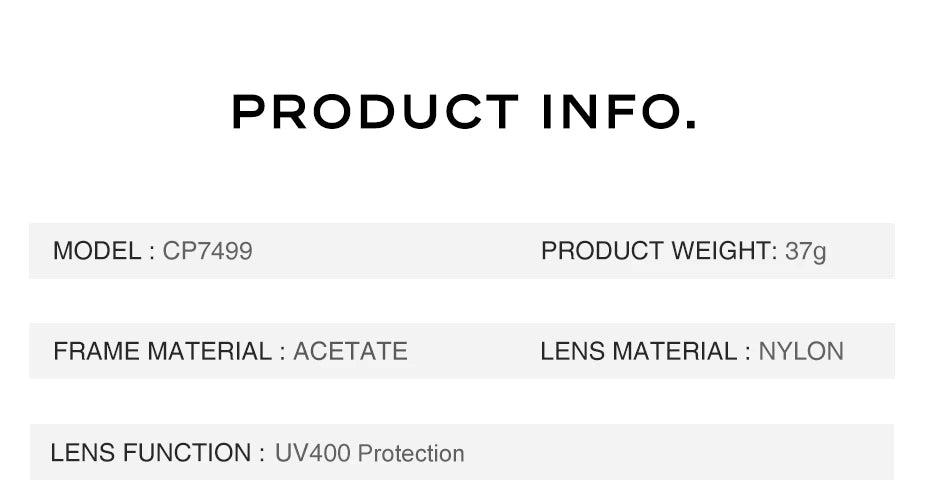 Ochelari de soare polarizați CAPONI din nailon, cu rame din acetat, design pătrat și plat, pentru bărbați, protecție UV400, lentile negre CP7499