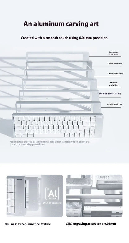 Lofree FLOW2 Mechanische Tastatur fürs Business-Büro, kabellos per Bluetooth und kabelgebunden, leiser und sanfter Klang, kompatibel, geräuscharm, Aluminiumgehäuse