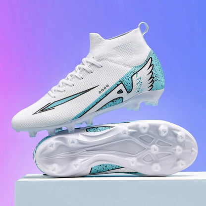 Nouvelles chaussures de football pour hommes, chaussures de soccer de haute qualité, chaussures de futsal, chaussures de sport antidérapantes à cheville haute pour l'extérieur, chaussures de sport ultra-légères antidér