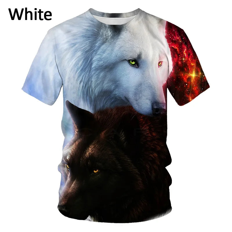 T-shirts 3D imprimés « Loup » tendance pour hommes/femmes – T-shirt graphique original à manches courtes