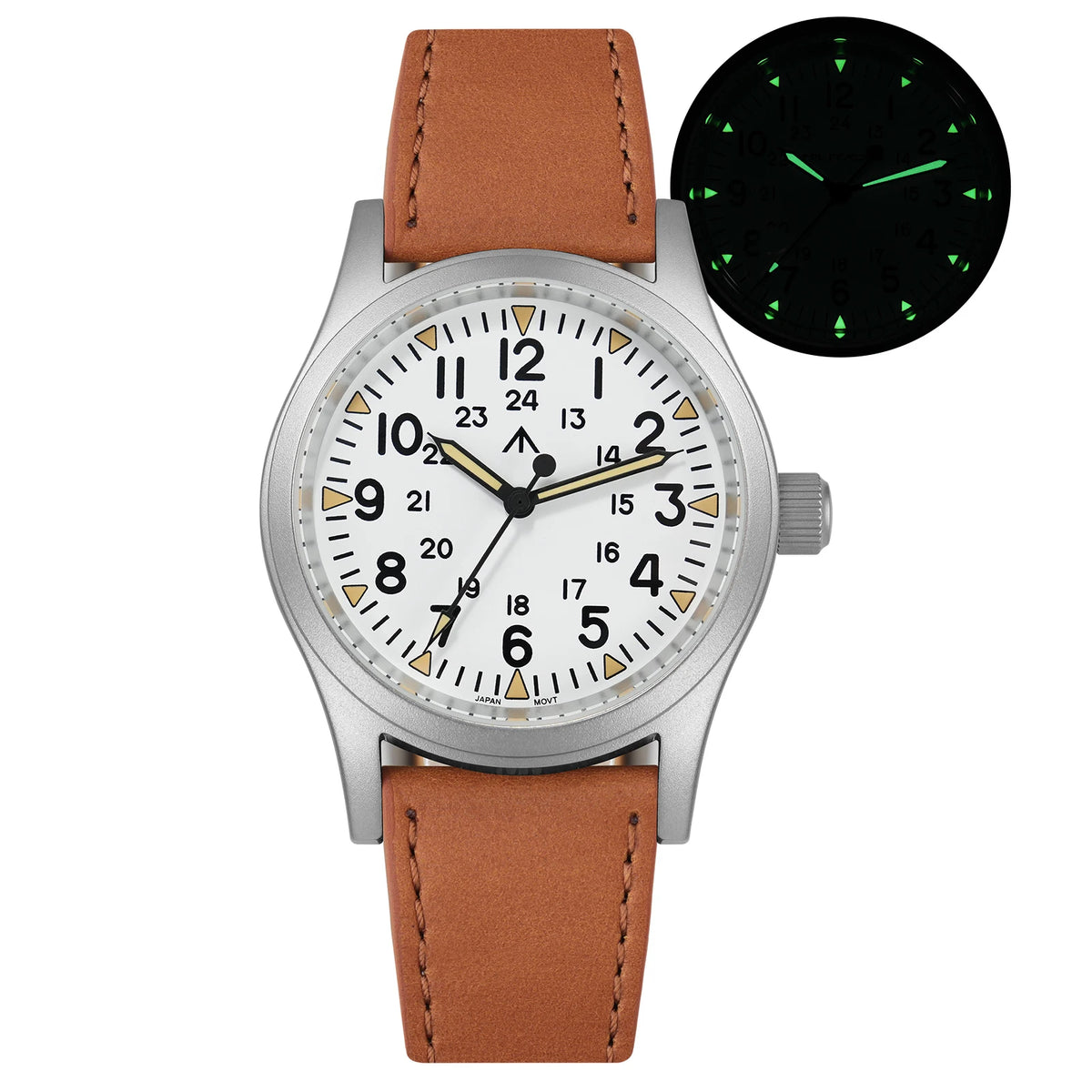 Militado ML05 38mm Vintage Watch VH31 Quartz Movement Field Watches Domed Sapphire Crystal With High Clear AR Coating Wristwatch