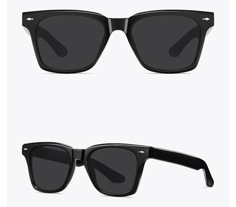 Ochelari de soare polarizați retro Swanwick TR90 pentru bărbați, ochelari de soare pătrați din acetat pentru femei, unisex, UV400, gri-negru, stil european