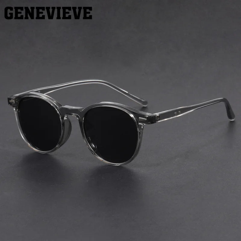 GENEVIEVE Ochelari de soare polarizați pentru femei și bărbați, cu design simplu, geometric, cu ramă rotundă, protecție UV, prescripție personalizabilă 1080