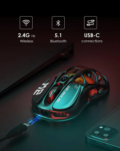 GravaStar Mercury M2 Wireless Gaming Mouse with 26,000 DPI, PAW3395DM Sensor -79g Lightweight Hollowed-Out Design -5 Programmabl