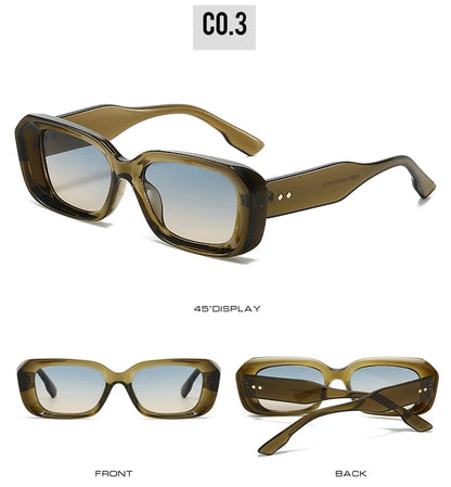 Ochelari de soare retro pătrați SHAUNA pentru femei, cu nituri, nuanțe degradate, protecție UV400, pentru bărbați, verzi și roz