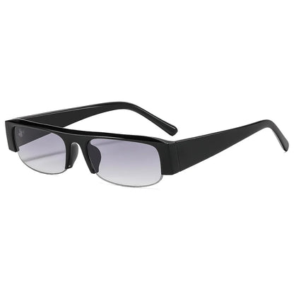 ochelari de soare vintage, mici, dreptunghiulari, cu jumătate de ramă, negri, cu lentile în degrade leopard, pentru femei, ochelari de soare la modă pentru condus