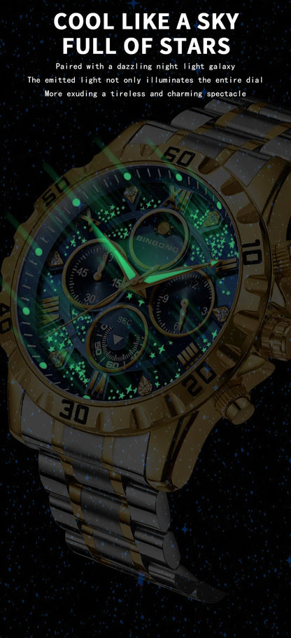 Chronograph Luxury Brand Stylish Men Luminous Wrist Watches For Male Clock Stainless Steel Band Men Business Quartz Watches