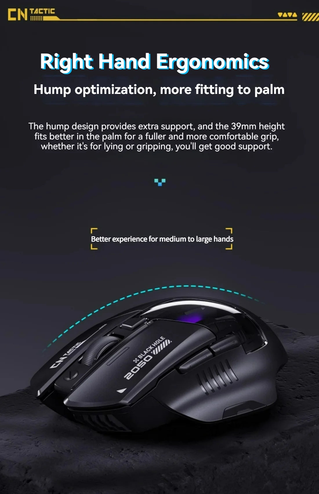 Inphic A9 Pro Three-mode Game Mouse Colorful Light Guide Pillar Power Indicator DPI Adjustable Macro-driver Ergonomics 12800DPI