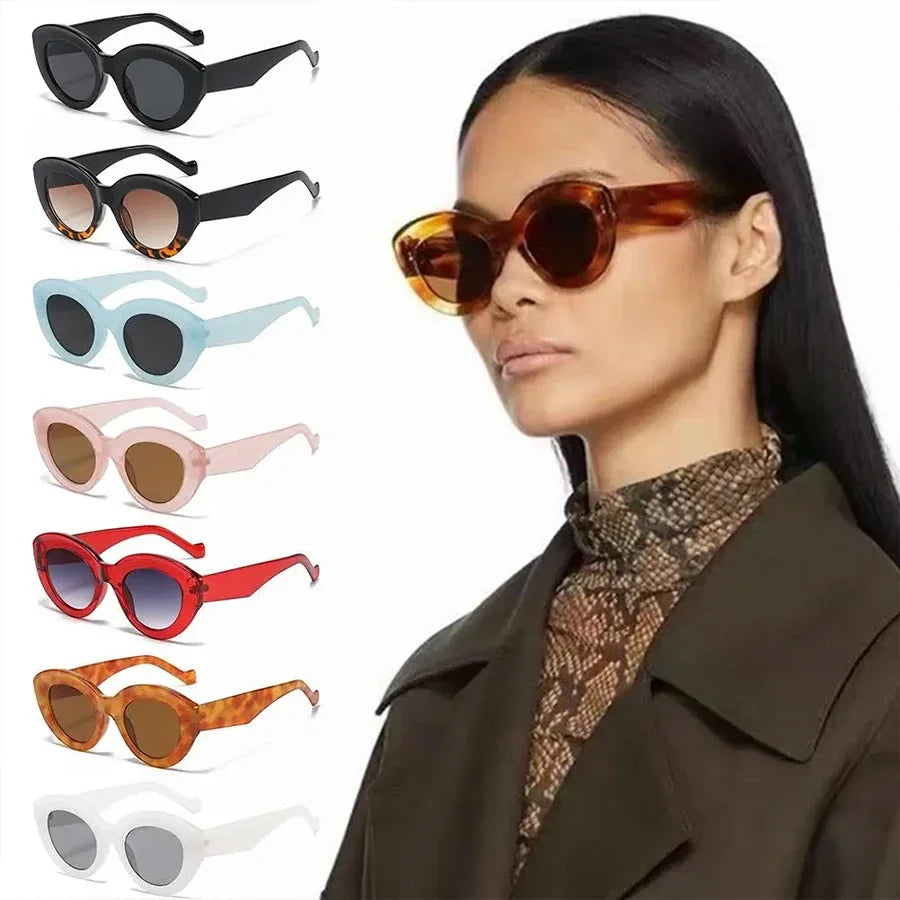 JNPCXI Ochelari de soare pentru femei, model „Cat Eye” supradimensionat, la modă, cu dungi verzi, stil retro, protecție UV400; ochelari de soare ovali pentru bărbați, la modă