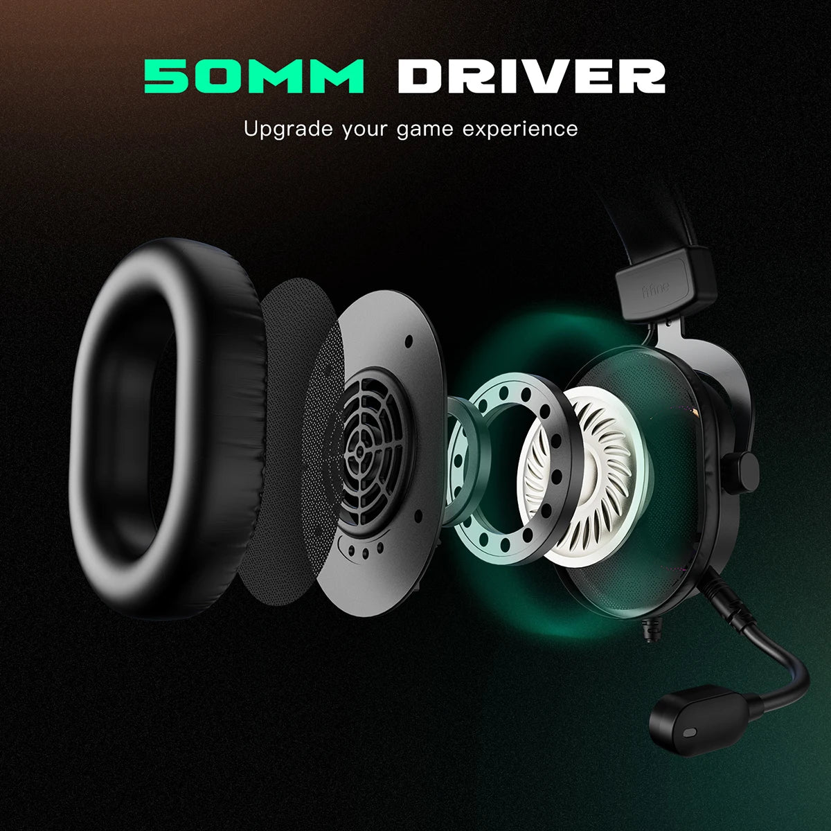 Cuffie gaming RGB dinamiche Fifine con microfono, over-ear, audio surround 7.1, PC PS4 PS5, 3 opzioni EQ Game Movie Music - H6