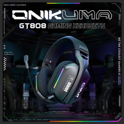 ONIKUMA GT808 Wireless Gaming Headset 2.4G/Bluetooth/Wired 3-Mode Over-Ear Gaming Headphones with Noise Cancelling Mic for PC PS4 PS5
