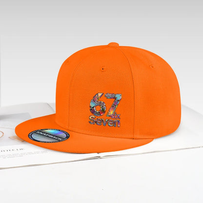 Cool Laser-Printed “67” Digital Print Hip-Hop Flat-Brim Cap – Adjustable Hip-Hop Outdoor Casual Unisex Baseball Cap