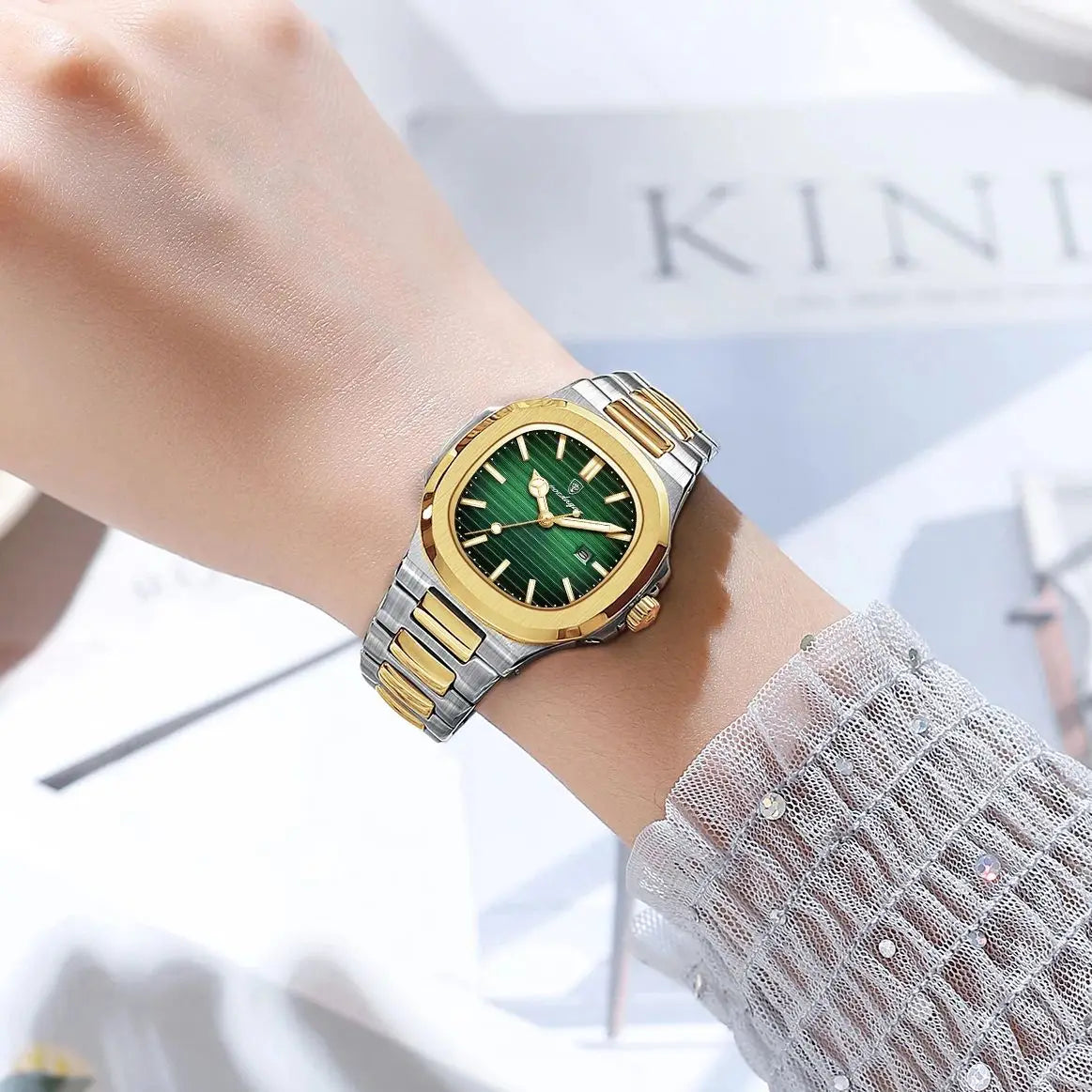 POEDAGAR Square Luxury Watch For Woman Waterproof Luminous Date Ladies Wristwatch Stainless Steel Fashion Quartz Women's Watches