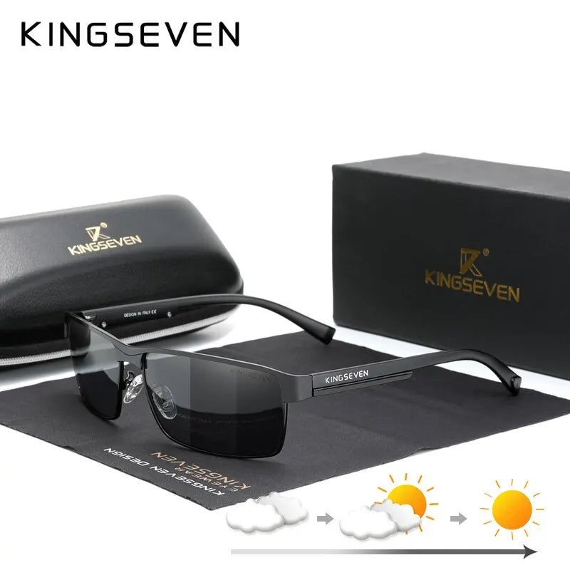 KINGSEVEN Ochelari de soare polarizați fotocromatici pentru bărbați, model pentru femei, ochelari de soare cameleon, UV400, anti-orbire, pentru șofat, ochelari pătrați