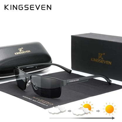 KINGSEVEN Ochelari de soare polarizați fotocromatici pentru bărbați, model pentru femei, ochelari de soare cameleon, UV400, anti-orbire, pentru șofat, ochelari pătrați
