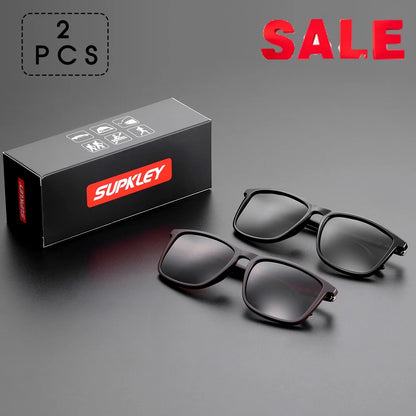 Ochelari de soare SUPKLEY pentru bărbați, polarizați, confortabili, cu ramă pătrată, accesoriu ușor pentru ochelari, cu original