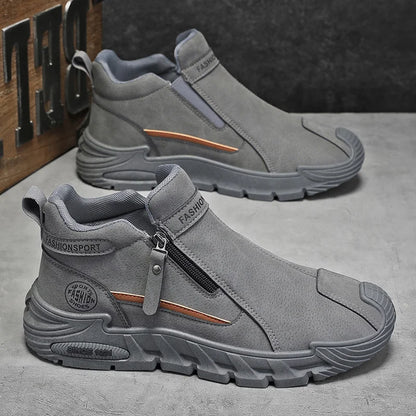 Men's High-Top Zipper Sneakers | Casual Non-Slip Work Boots | Fashion Comfort Walking Shoes for Men