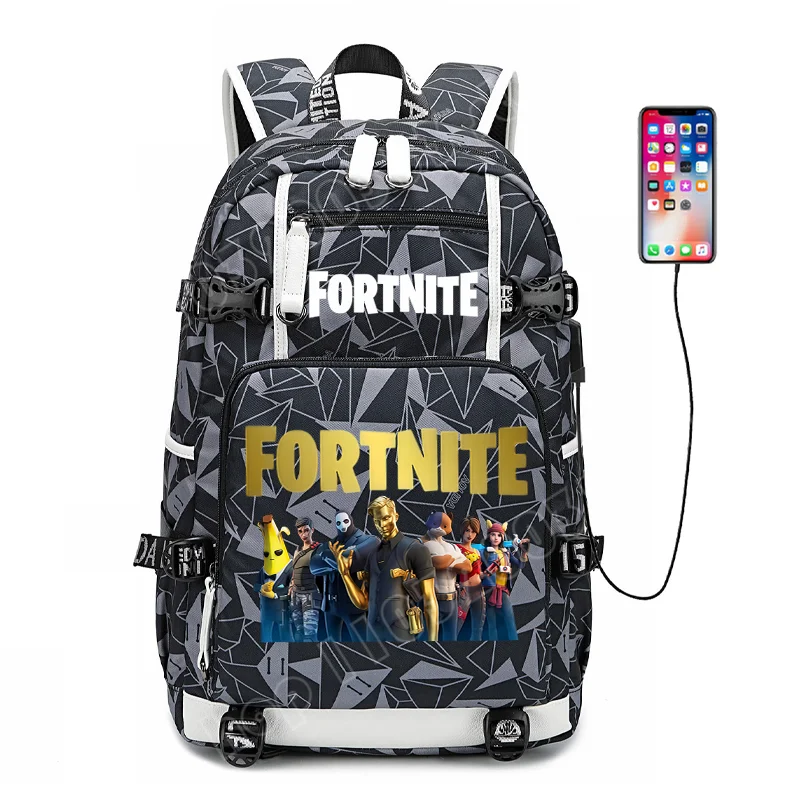 Mochila escolar para estudante com estampado do jogo Fortnite, para rapazes e raparigas, grande capacidade, impermeável, leve e resistente, presente de aniversário