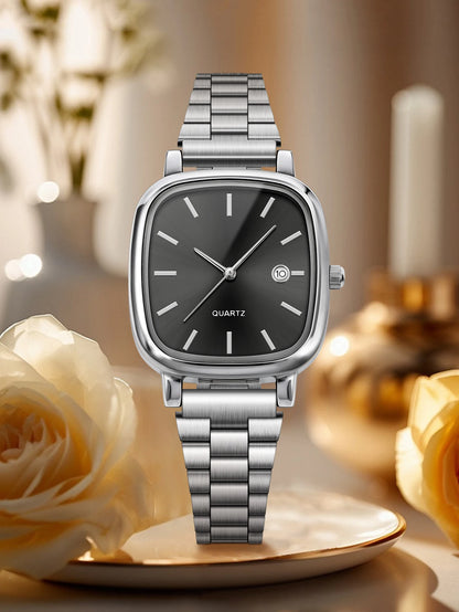 Elegant and fashionable women's watch brand, luxury quartz watch, stainless steel calendar face, couple's women's style