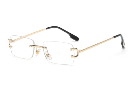 Ochelari de soare retro Kachawoo, dreptunghiulari, fără ramă, pentru bărbați și femei, UV400, mici, la modă, albastru, roz, auriu, metalici, cadouri de ziua de naștere