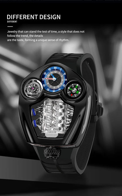 PINDU Design Engine Watches Men Top Brand Luxury Watch Compass Waterproof Quartz Wristwatch Festival Limited Watch + Gift Box