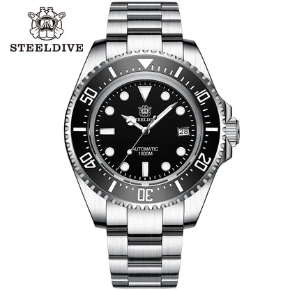 SD1964 Steeldive Brand 2023 Red-Black 45.4MM Men Sapphire Glass Luminous 1000M Waterproof NH35 Dive Watch with Ceramic Bezel