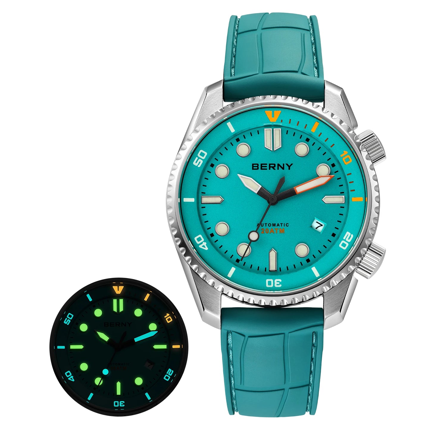 BERNY 20ATM Automatic Men's Watch Diver Sports Diving Watches Luxury Sapphire 316L Stainless Steel Mechanical Waterproof Watches