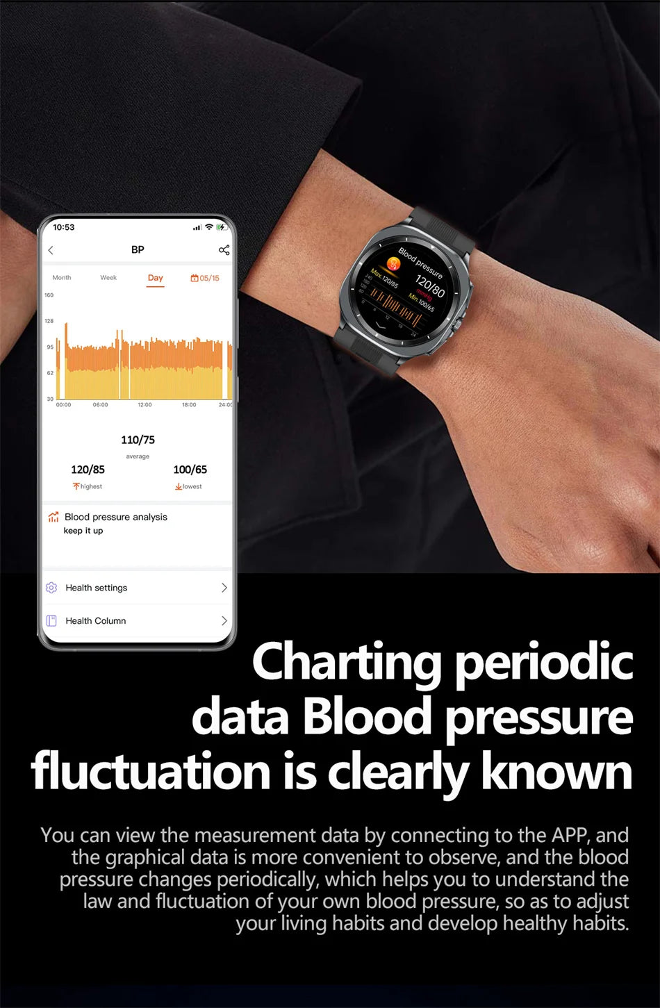 2026 New Health Track Smartwatch Air Pump Airbag True Blood Pressure Health Measure Smart Watch for Men and Women Blood Oxygen BT Call