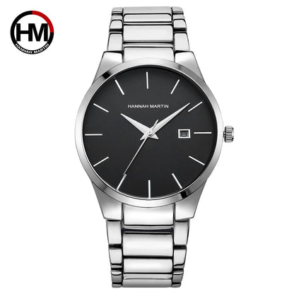 „Hannah Martin“ vyriškas laikrodis, nerūdijančio plieno korpusas, kvarcinis mechanizmas, 41 mm ciferblatas, verslo stiliaus, su kalendoriaus rodymu (imitacija)