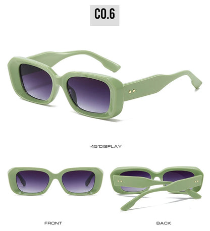 Ochelari de soare retro pătrați SHAUNA pentru femei, cu nituri, nuanțe degradate, protecție UV400, pentru bărbați, verzi și roz