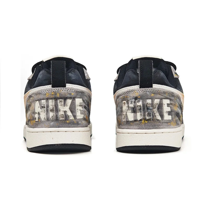 Prilagođene Nike Court Borough Custom "Black Gold Tarot & Apollo" niske muške tenisice