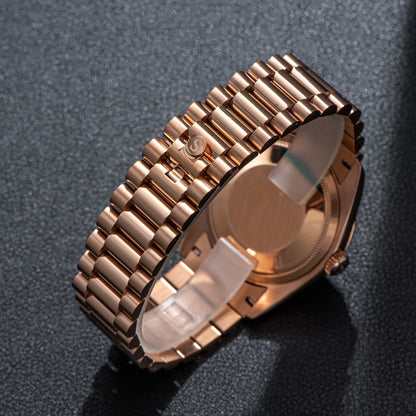 Sugess Watch of Men 36mm Date Automatic Retro Mechanical Wristwatches Sapphire Crystal RoseGold Dandong SL3034 Movement Day New