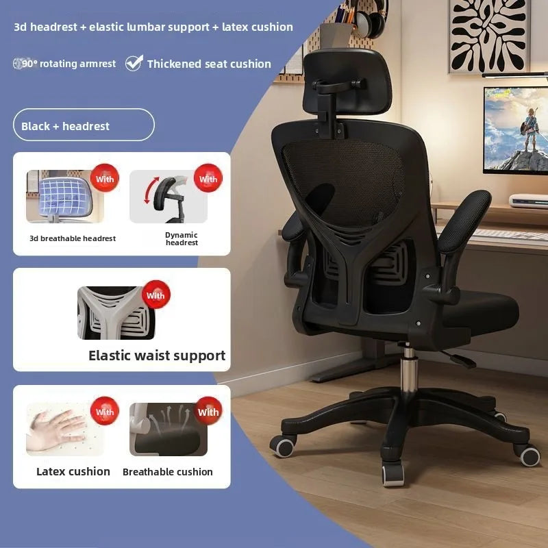 Ergonomisk gamingstol til kollegieværelse og kontor, komfortabel computerstol til lange sessioner, skrivebordsstol og behagelig gamingstol