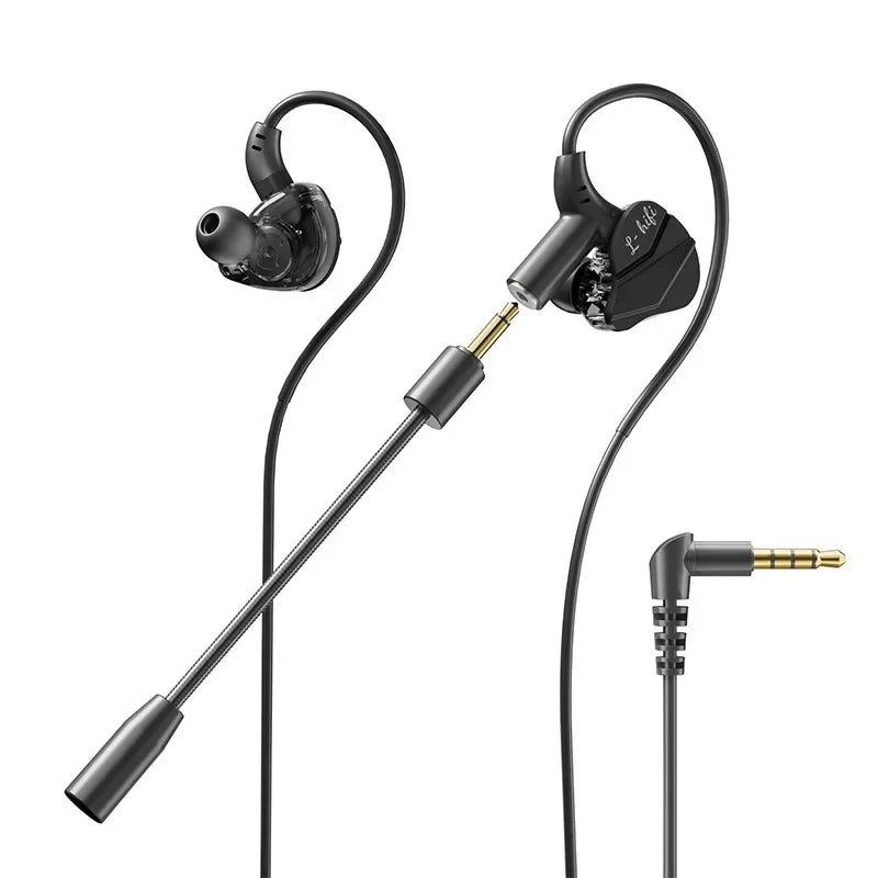Auriculares para videojuegos con doble micrófono, auriculares estéreo Hi-Fi para videojuegos con conexión tipo C y cable de 3,5 mm, auriculares intraauriculares con reducción de ruido y micrófono para Samsung