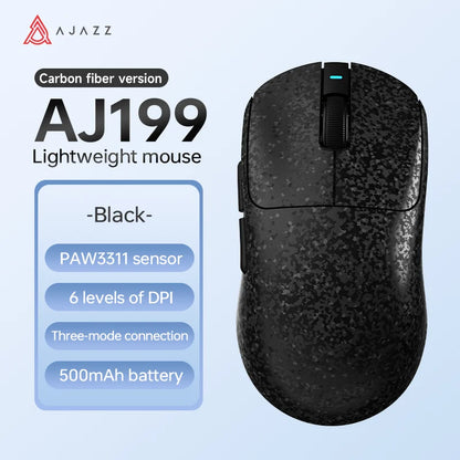AJAZZ AJ199 Wireless Gaming Mouse PAW3311 24000DPI Lightweight Bluetooth/Wired Carbon Fiber Mice for PC Laptop Gamer