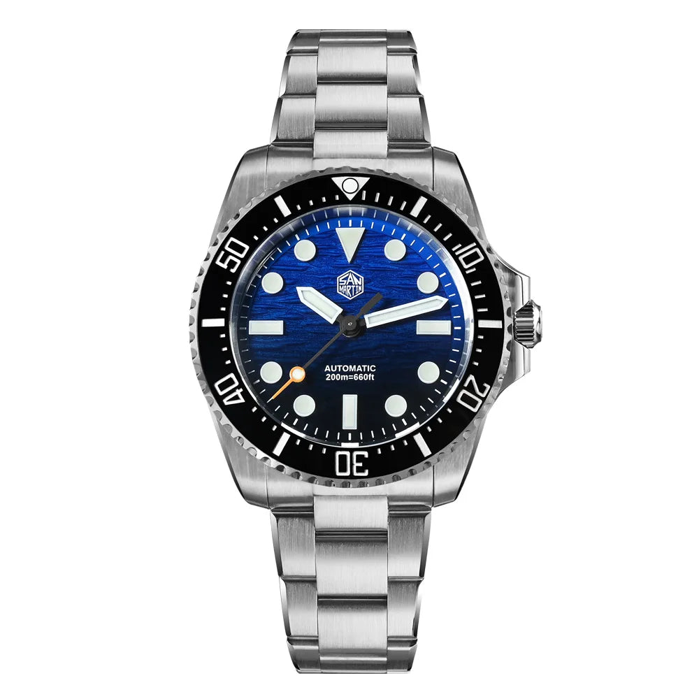 San Martin 2026 Men Diver Watch 38mm Wave Texture Dial Miyota 90S5 Automatic Mechanical Luxury Wristwatch Waterproof 200m SN0126