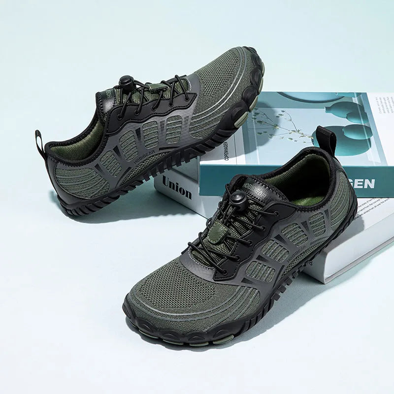 HOBIBEAR Wide Toe Barefoot Sneakers, Unisex Non-Slip Outdoor Athletic Shoes with Elastic Band, Beach Sneakers