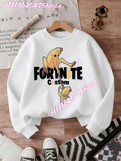 2026 Fortnites Kids Hooded Coats Anime Fortress Night Sweatshirts Game Spring Autumn Hoodies Sportwear Children Clothes Gift