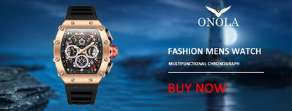2022 New ONOLA Men Watch Automatic Mechanical Watch for Men Business Sport Wristwatch Luminous Waterproof Leather Belt Clock