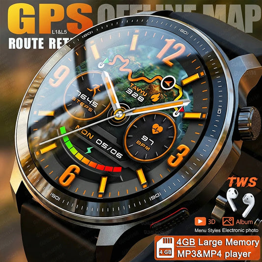 New 4GB Storage Smart Watch GPS Offline Map Local Music Video 200+Custom Dial Swim Outdoor Sport Explosion-proof Military Watchs