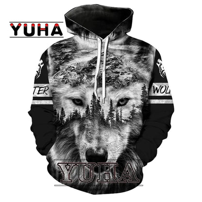 Wolf Printed Hoodies Men 3D Hoodies Brand Sweatshirts Jackets Quality Pullover Fashion Tracksuits Animal Streetwear Out