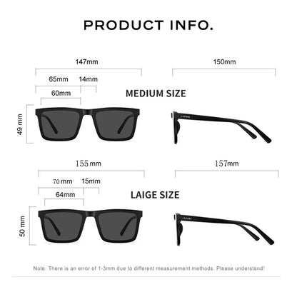 Ochelari de soare polarizați CAPONI din nailon, cu rame din acetat, design pătrat și plat, pentru bărbați, protecție UV400, lentile negre CP7499