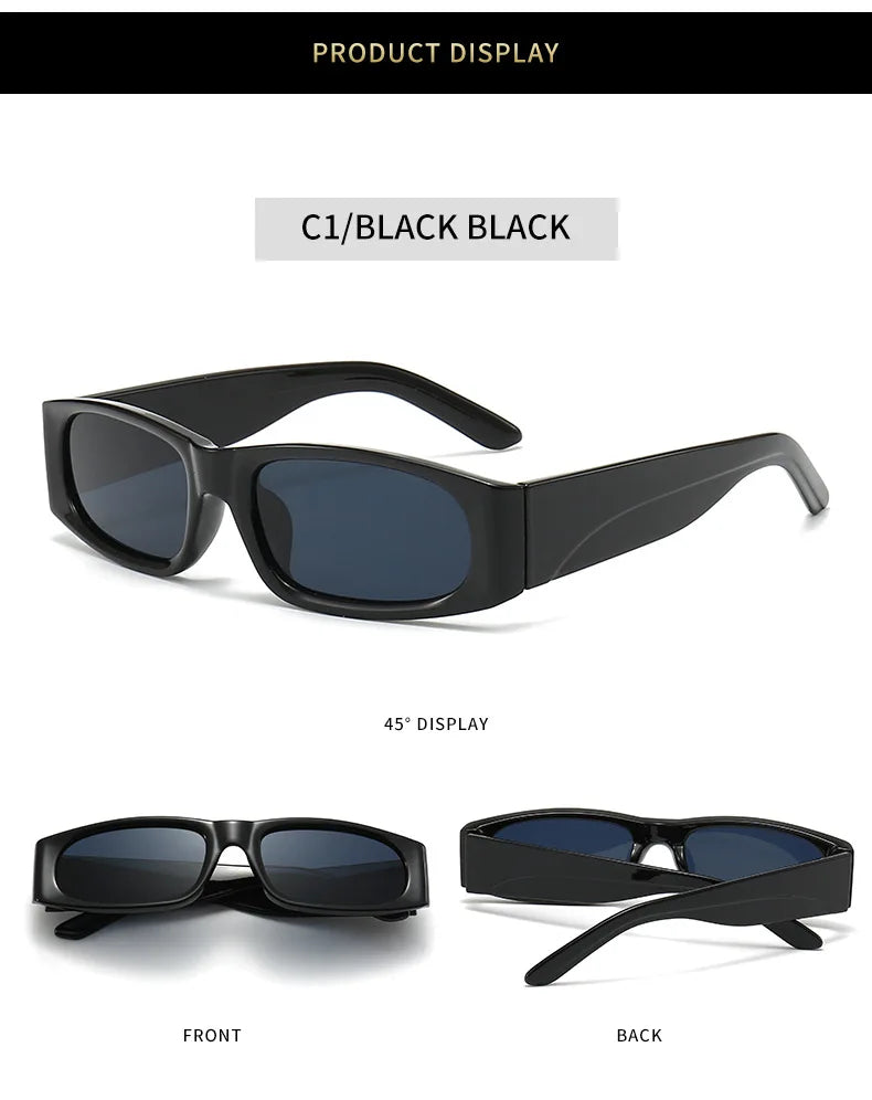 Ochelari de soare negri cu ramă îngustă în stil hip-hop, ochelari de soare retro pentru bărbați, de culoare portocaliu, UV400