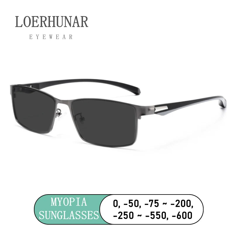 LOERHUNAR – Design de marcă pentru ochelari de soare retro pentru bărbați, destinați mediului de afaceri, pentru miopie, cu dioptrii de la 0 la -0,75, -1,0, -1,5, -1,75, -2,0, -2,5, -3,0 până la -6,0