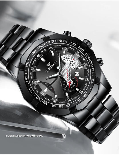 BINBOND Orginal Quartz Wristwatches For Men Luxury Luminous Waterproof Auto Date Men's Watch Stainless Steel Reloj Free Ship