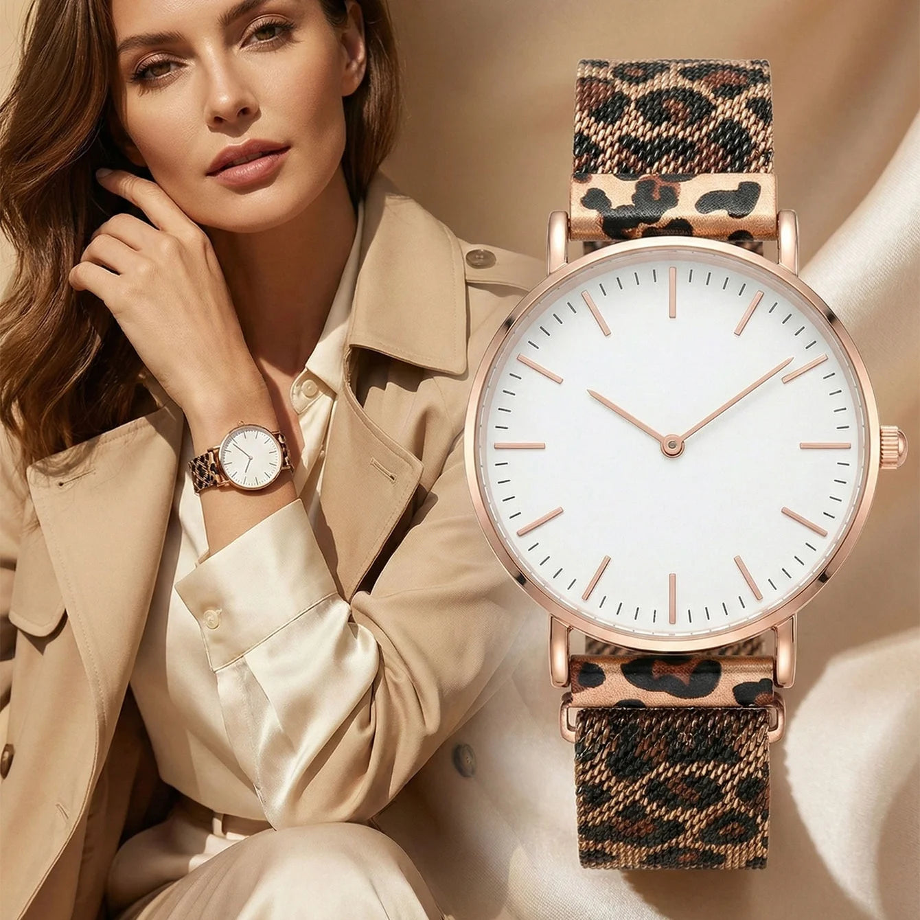 Ultra-thin Fashion Women's Watches Luxury Leopard Pattern Mesh Band Ladies Quartz Wristwatches Minimalist Female Clock Reloj